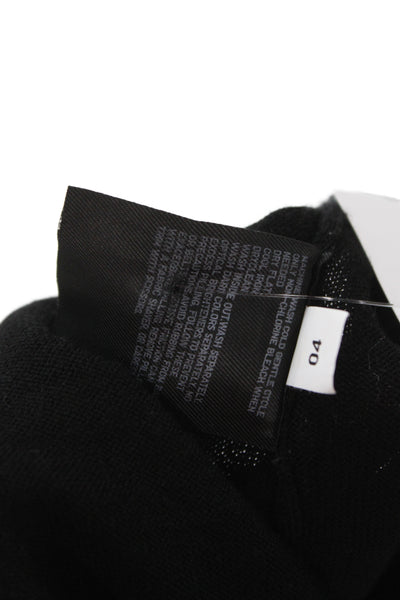 Uniqlo Women Pullover V-Neck 100% Wool Sweater Black Long Sleeve Size XL