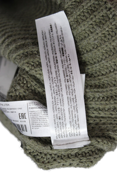 MNG Unisex Green Striped Collared Pullover Sweater Zip Acrylic Wool Size L