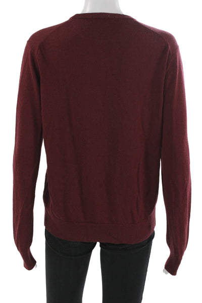Uniqlo Womens Red 100% Wool Pullover Crew Neck Long Sleeve Sweater Size M