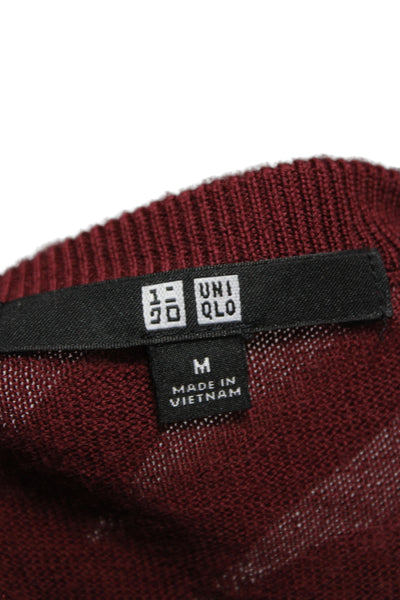 Uniqlo Womens Red 100% Wool Pullover Crew Neck Long Sleeve Sweater Size M