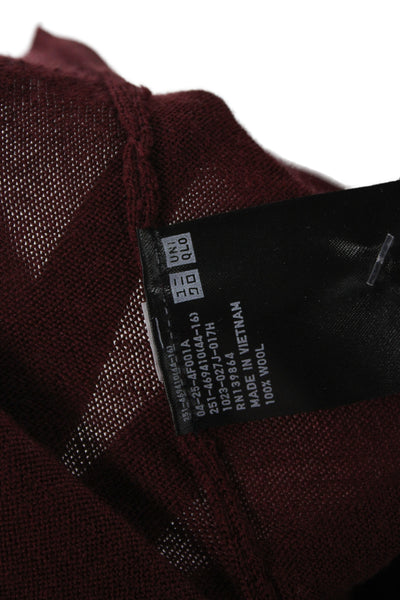Uniqlo Womens Red 100% Wool Pullover Crew Neck Long Sleeve Sweater Size M
