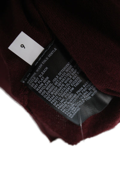 Uniqlo Womens Red 100% Wool Pullover Crew Neck Long Sleeve Sweater Size M