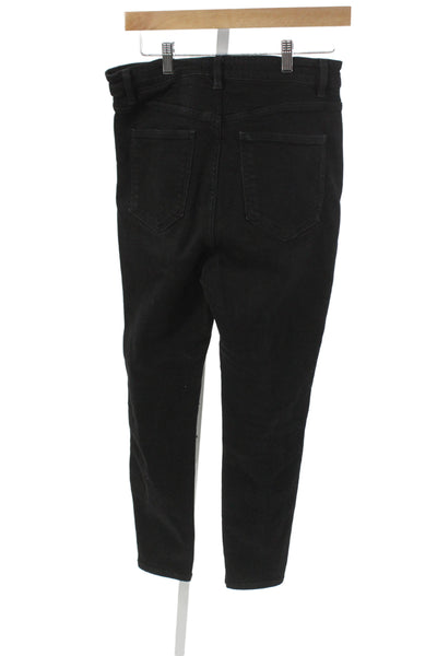 Zara Womens Black Skinny Ankle Jeans High Rise Button Fly Size 10