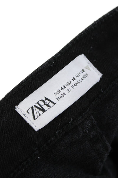 Zara Womens Black Skinny Ankle Jeans High Rise Button Fly Size 10
