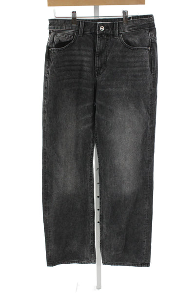 Zara Womens Straight High Rise Dark Gray Denim Jeans Size 8