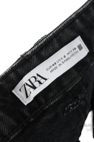 Zara Womens Straight High Rise Dark Gray Denim Jeans Size 8