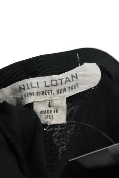 Nili Lotan Womens Black Jersey Graphic Quote Crew Neck Tank 100% Cotton Size L