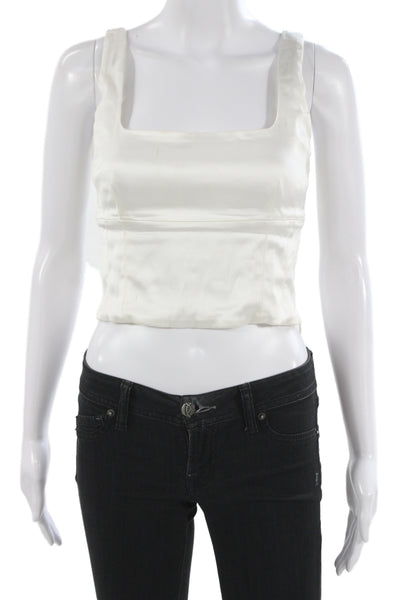 Wilfred Womens Cropped Sleeveless Tank Square Neck White Size S