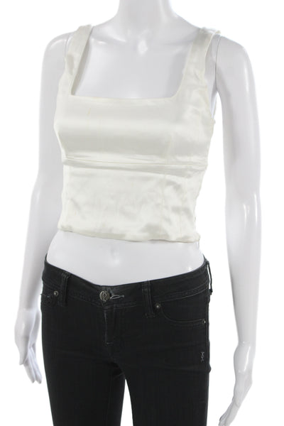 Wilfred Womens Cropped Sleeveless Tank Square Neck White Size S