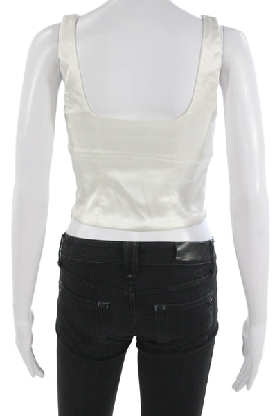 Wilfred Womens Cropped Sleeveless Tank Square Neck White Size S