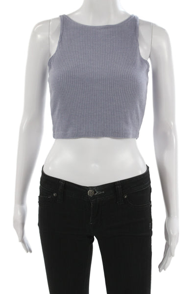 John Galt Women Cropped Tank Light Blue Cotton Sleeveless Size S