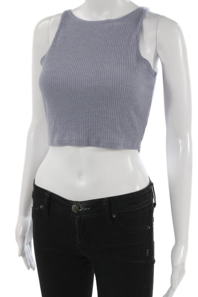 John Galt Women Cropped Tank Light Blue Cotton Sleeveless Size S