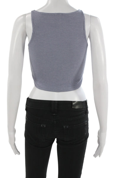 John Galt Women Cropped Tank Light Blue Cotton Sleeveless Size S