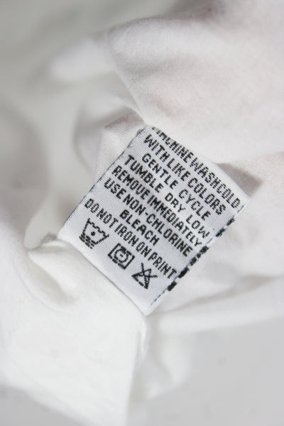 Sojara Women Button-Up White Cotton Collared Long Sleeve Graphic Print Size M