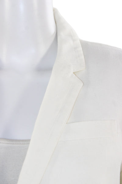 J Crew Unisex White 100% Linen Collared Button Long Sleeve Blazer Size 10