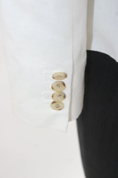 J Crew Unisex White 100% Linen Collared Button Long Sleeve Blazer Size 10