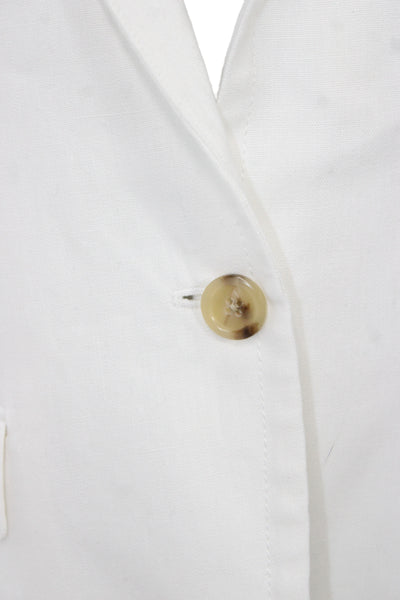 J Crew Unisex White 100% Linen Collared Button Long Sleeve Blazer Size 10