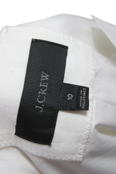 J Crew Unisex White 100% Linen Collared Button Long Sleeve Blazer Size 10