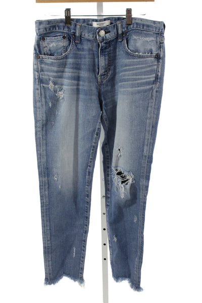 Moussy Womens Cropped Boyfriend Jeans Light Blue Size 29