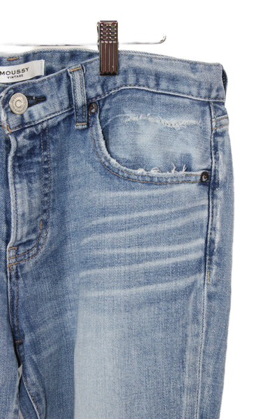 Moussy Womens Cropped Boyfriend Jeans Light Blue Size 29