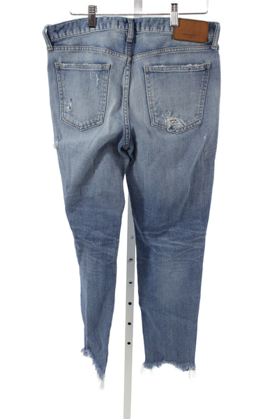 Moussy Womens Cropped Boyfriend Jeans Light Blue Size 29