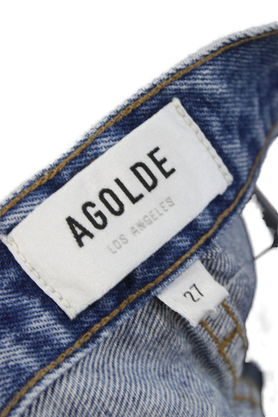 Agolde Women Cropped Straight Jeans Blue High Rise Size 27