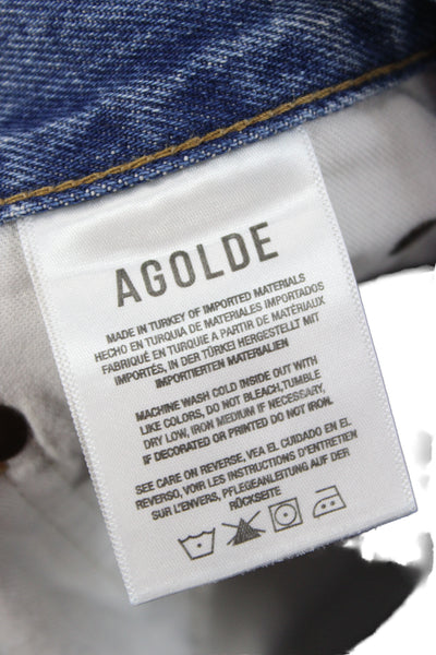 Agolde Women Cropped Straight Jeans Blue High Rise Size 27