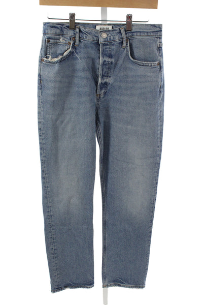 Agolde Womens Cropped Straight Jeans Blue Size 28
