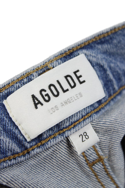 Agolde Womens Cropped Straight Jeans Blue Size 28