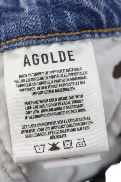 Agolde Womens Cropped Straight Jeans Blue Size 28