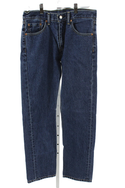 Levis Mens Dark Blue Straight Jeans Cotton Mid Rise Inseam 31 Size 30