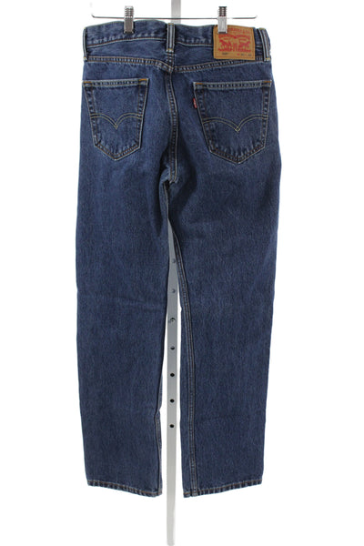 Levis Mens Dark Blue Straight Jeans Cotton Mid Rise Inseam 31 Size 30