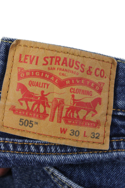 Levis Mens Dark Blue Straight Jeans Cotton Mid Rise Inseam 31 Size 30