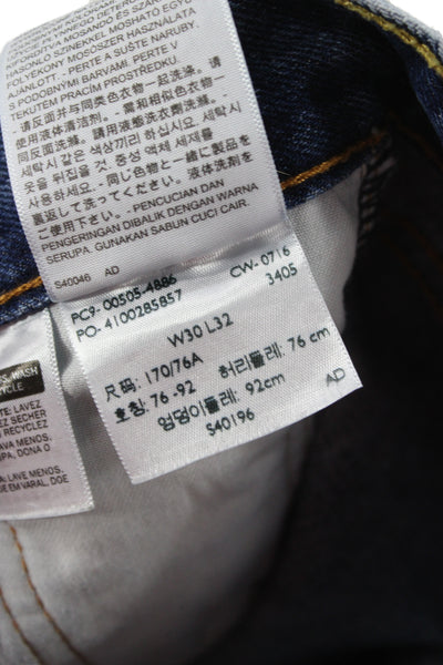 Levis Mens Dark Blue Straight Jeans Cotton Mid Rise Inseam 31 Size 30