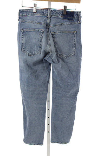 Amo Womens Boyfriend Cropped Light Blue Jeans Mid Rise Size 27