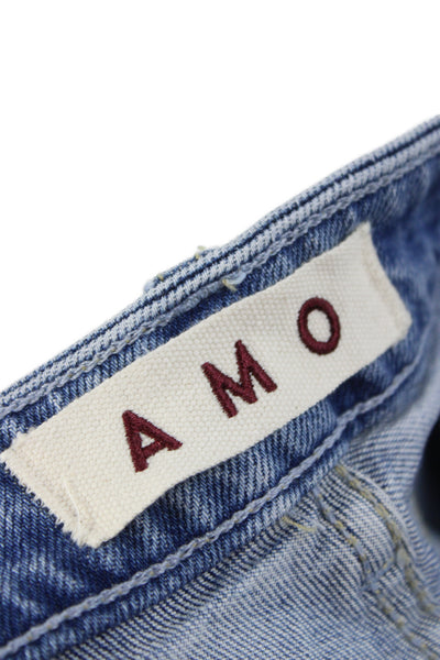 Amo Womens Boyfriend Cropped Light Blue Jeans Mid Rise Size 27