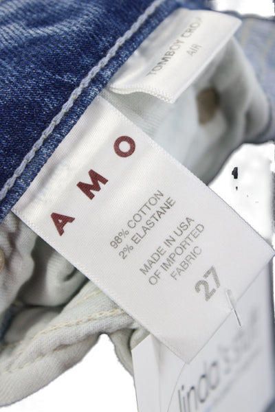 Amo Womens Boyfriend Cropped Light Blue Jeans Mid Rise Size 27