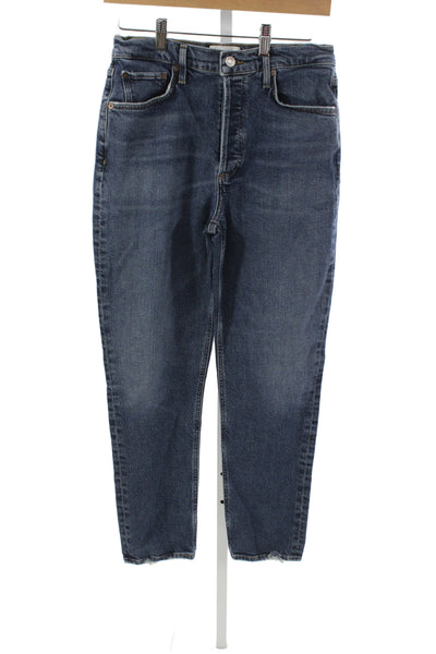 Agolde Womens Mom Cropped High Rise Dark Blue Jeans Size 27