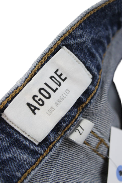 Agolde Womens Mom Cropped High Rise Dark Blue Jeans Size 27