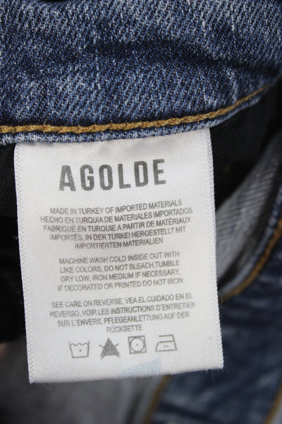 Agolde Womens Mom Cropped High Rise Dark Blue Jeans Size 27