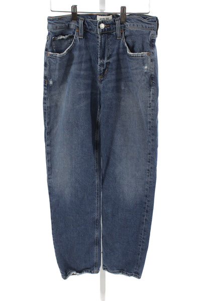 Agolde Womens Boyfriend Cropped Dark Blue Mid Rise Jeans Size 25