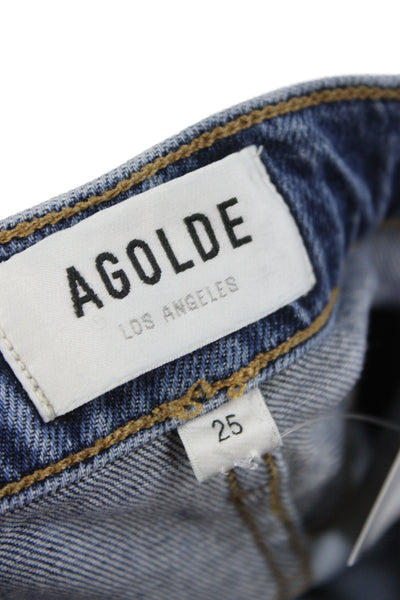 Agolde Womens Boyfriend Cropped Dark Blue Mid Rise Jeans Size 25