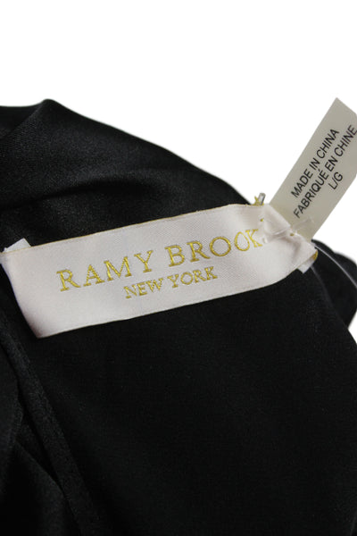 Ramy Brook Womens Black High Neck Sleeveless Silk Spandex Blouse Size L