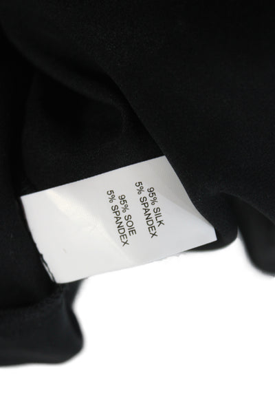 Ramy Brook Womens Black High Neck Sleeveless Silk Spandex Blouse Size L