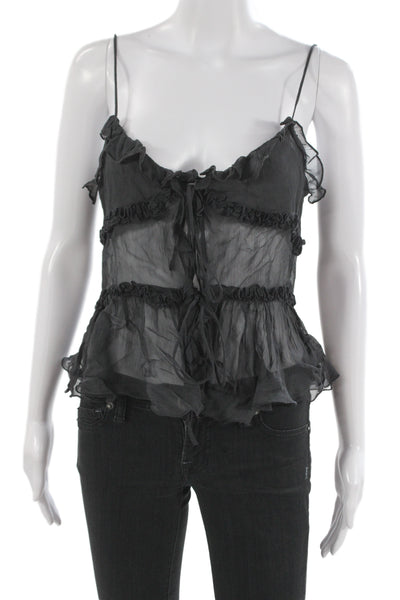 Zara Women Black Camisole Polyester Blend Sleeveless Bohemian Size S