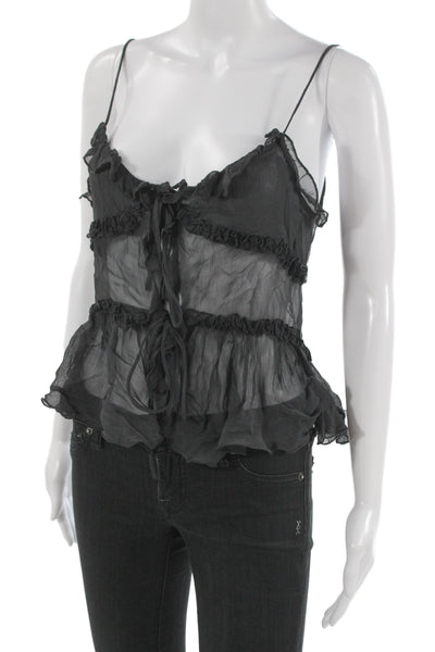Zara Women Black Camisole Polyester Blend Sleeveless Bohemian Size S