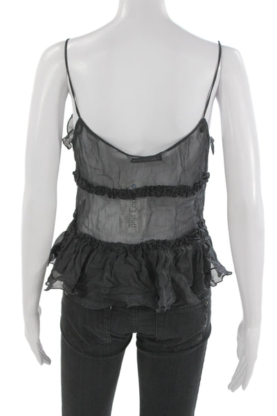 Zara Women Black Camisole Polyester Blend Sleeveless Bohemian Size S