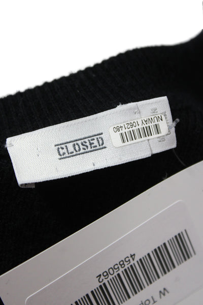 Closed Unisex Pullover Sweater Black Wool Cashmere Crew Neck Long Sleeve Size L
