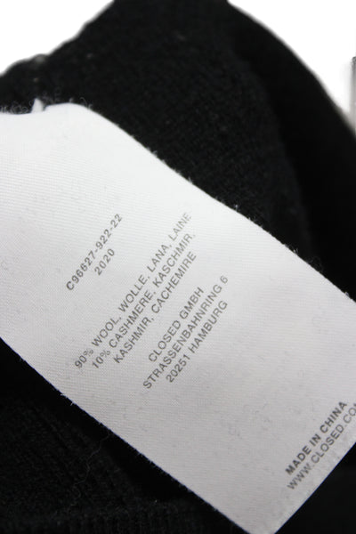 Closed Unisex Pullover Sweater Black Wool Cashmere Crew Neck Long Sleeve Size L