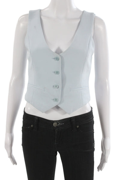 Wilfred Womens Sleeveless V Neck Button Vest Light Blue Polyester Size 4